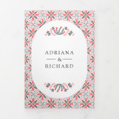 Scandinavische folk kunst open haard bruiloft drieluik uitnodiging (Cover)