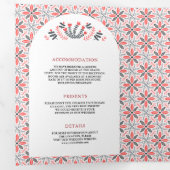 Scandinavische folk kunst open haard bruiloft drieluik uitnodiging (Binnenzijde eerst)