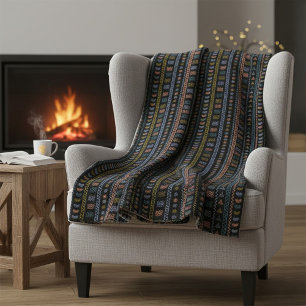 Scandinavische Folk Pattern Knusse Worpdeken Fleece Deken