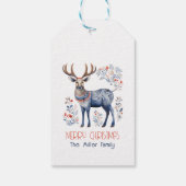 Scandinavische folk rendier gepersonaliseerde teks cadeaulabel (Achterkant)