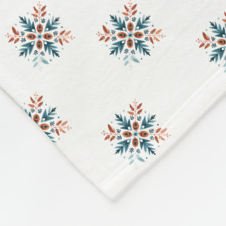 Scandinavische folk sneeuwvlok motief patroon fleece deken