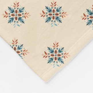 Scandinavische folk sneeuwvlok motief patroon fleece deken
