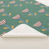 Scandinavische Folk Style Floral Pattern in Green Sherpa Deken (3/4)