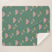 Scandinavische Folk Style Floral Pattern in Green Sherpa Deken (Voorkant (horizontaal))
