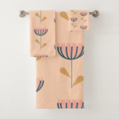 Scandinavische Folk Style Floral Pattern in Peach Bad Handdoek (Insitu)