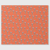 Scandinavische Folk Style Oranje Floral Pattern Cadeaupapier (Vlak)