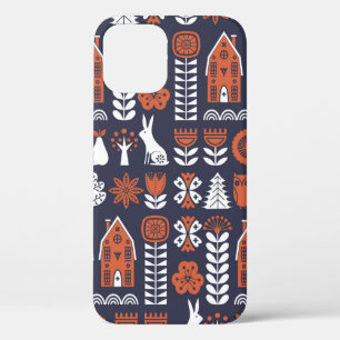 Scandinavische folkkunst naadloos  patroon met iPhone 12 hoesje