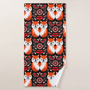Scandinavische Fox Folk Art Badhanddoek
