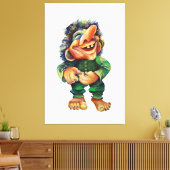 Scandinavische Funny Troll Illustratie Waterverf Canvas Afdruk (Insitu (Woonkamer))