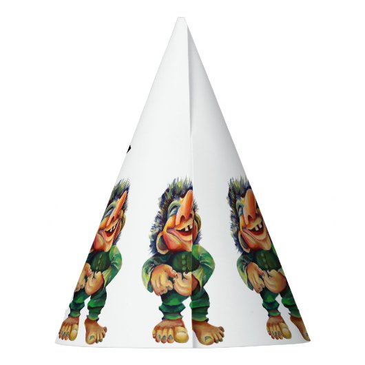 Scandinavische Funny Troll Illustratie Waterverf Feesthoedjes (Achterkant)