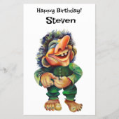 Scandinavische Funny Troll Illustratie Waterverf Flyer (Voorkant)