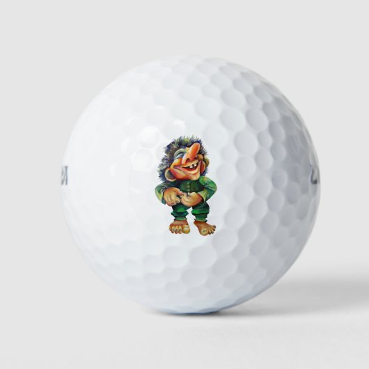 Scandinavische Funny Troll Illustratie Waterverf Golfballen (Voorkant)