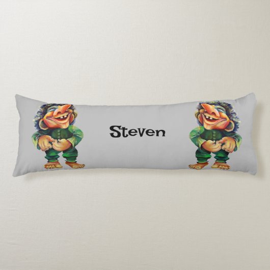 Scandinavische Funny Troll Illustratie Waterverf Lichaamskussen (Voorkant)