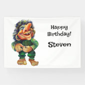 Scandinavische Funny Troll Illustratie Waterverf Spandoek (Horizontaal)