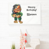 Scandinavische Funny Troll Illustratie Waterverf Spandoek (Insitu)