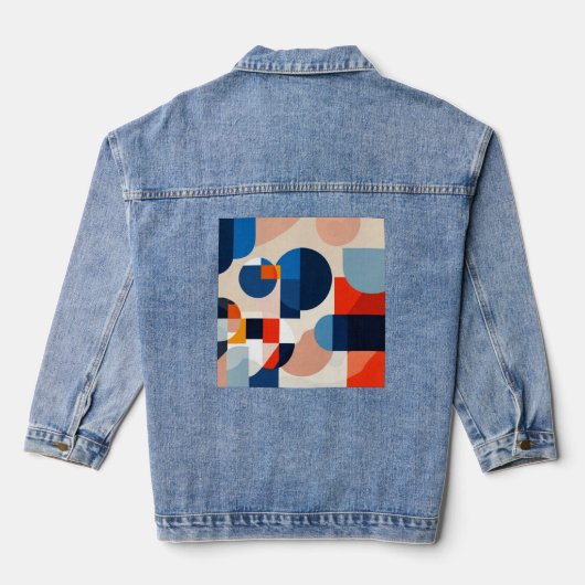 Scandinavische geometrische Abstracte kunst uit he Denim Jacket (Achterkant)