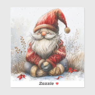 Scandinavische Gnomes Rode Waterverf Santa Kleding Sticker