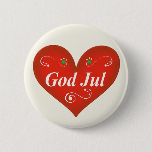 Scandinavische God jul Kersthart Ronde Button 5,7 Cm (Voorkant)