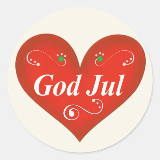 Scandinavische God jul Kersthart Ronde Sticker (Voorkant)