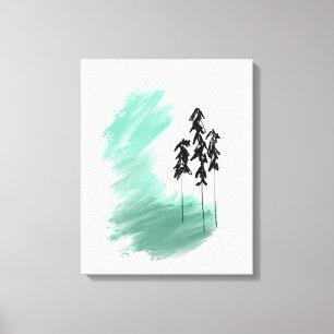 Scandinavische groene boom kunst eenvoudig modern canvas afdruk