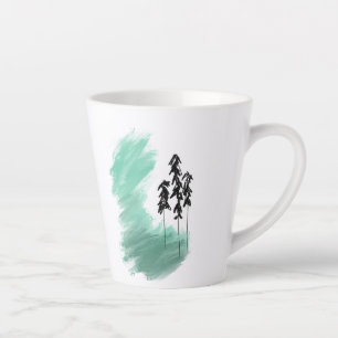 Scandinavische groene boom kunst eenvoudig modern latte mok