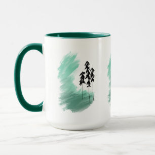 Scandinavische groene boom kunst eenvoudig modern mok