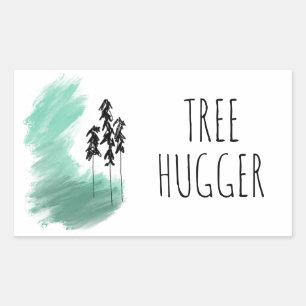 Scandinavische groene boom kunst eenvoudig modern  rechthoekige sticker