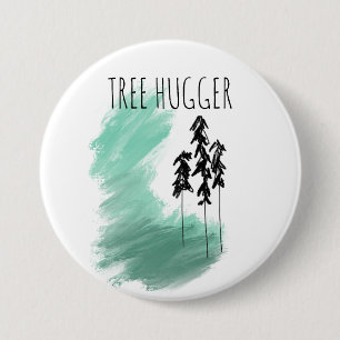 Scandinavische groene boom kunst eenvoudig modern  ronde button 7,6 cm