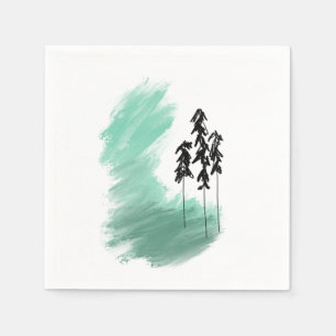 Scandinavische groene boom kunst eenvoudig modern servet