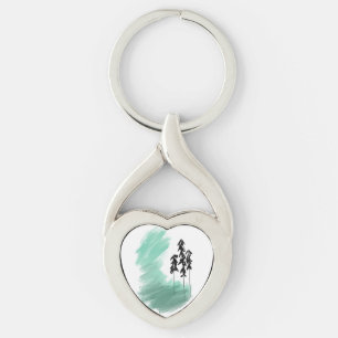 Scandinavische groene boom kunst eenvoudig modern sleutelhanger