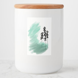 Scandinavische groene boom kunst eenvoudig modern voedselcontainer etiket