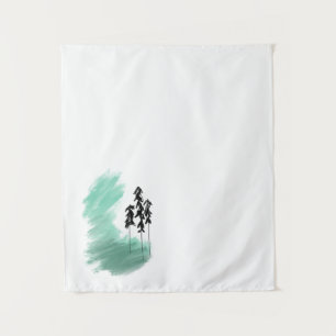 Scandinavische groene boom kunst eenvoudig modern wandkleed