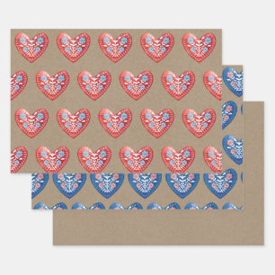 Scandinavische Heart Wrapping Sheets Inpakpapier Vel