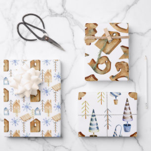 Scandinavische hedendaagse kerst inpakpapier vel