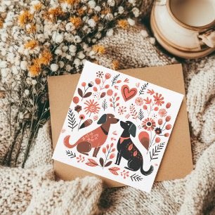 Scandinavische Hondenliefhebber Hart Valentijnse Feestdagenkaart