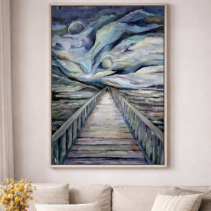 Scandinavische idyllische koude winternacht Volle Poster