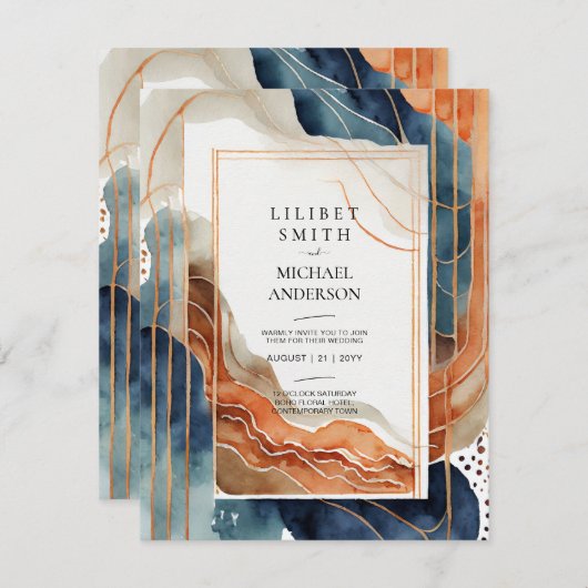 Scandinavische Japandi Huwelijk Abstracte Natuur Kaart (Voorkant / Achterkant)