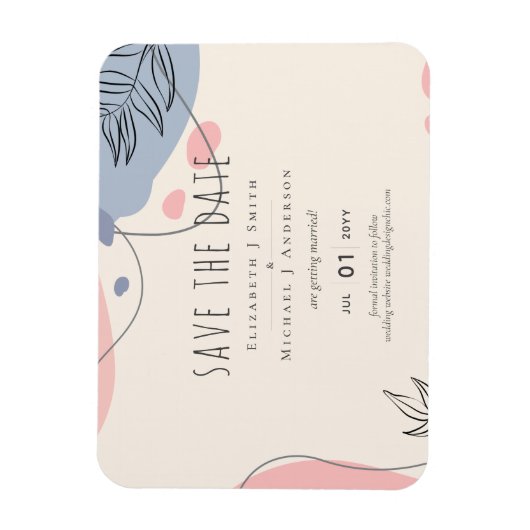 Scandinavische Japandi Modern Abstract Bruiloft Magneet (Verticaal)