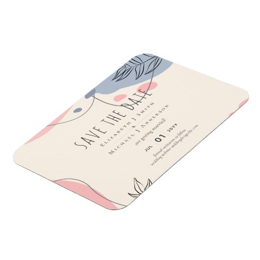 Scandinavische Japandi Modern Abstract Bruiloft Magneet (Linkerzijde)