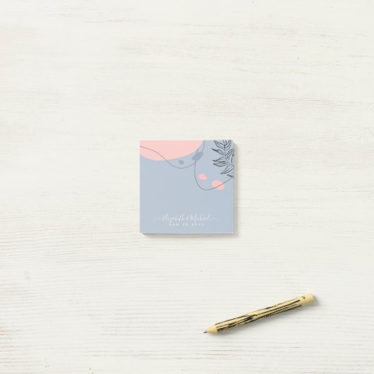 Scandinavische Japandi Modern Abstract Bruiloft Post-it® Notes (Op bureau)