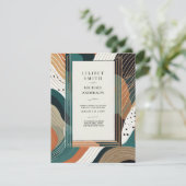Scandinavische Japandi Trouw Abstract Groen Bruin Kaart (Staand voorkant)