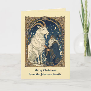 Scandinavische Julbocken Yule Geit en Jultomten Kaart