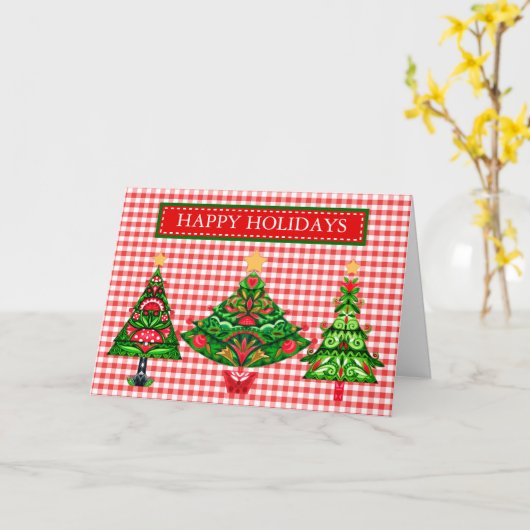 Scandinavische Kaart kerstboombomen (Gele Bloem)