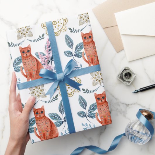 Scandinavische kat en caleidoscoop patroon cadeaupapier (Geschenken)
