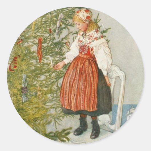 Scandinavische kerst ronde sticker (Voorkant)