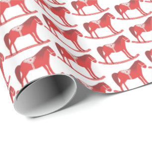 Scandinavische kerst schommelpaard patroon cadeaupapier