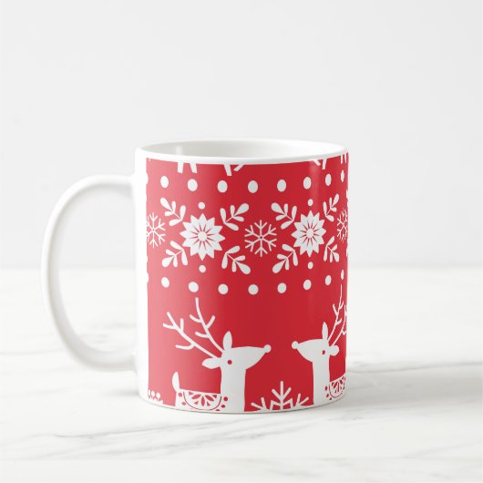 Scandinavische Kerst: Sneeuwvlokken & Herten Koffiemok (Links)