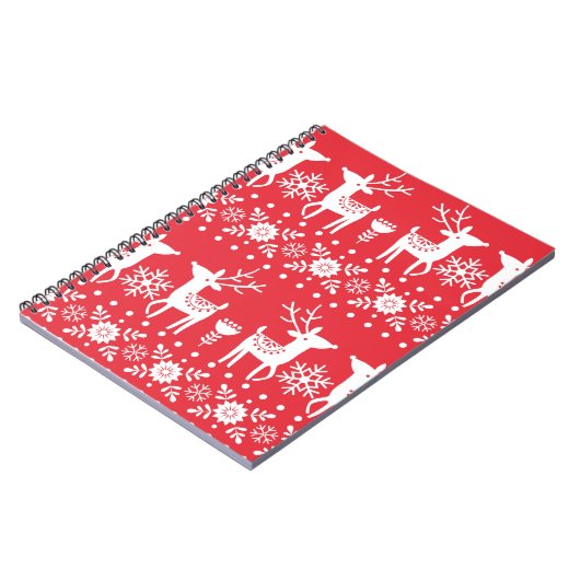 Scandinavische Kerst: Sneeuwvlokken & Herten Notitieboek (Linkerzijde)