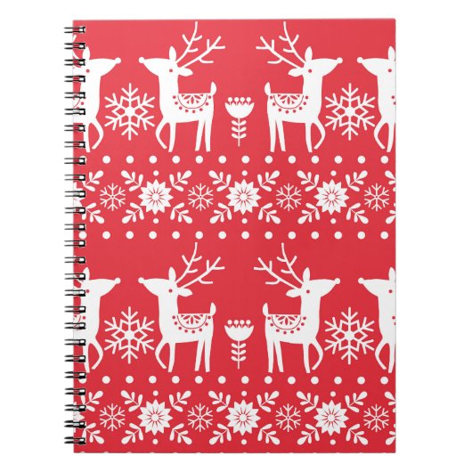 Scandinavische Kerst: Sneeuwvlokken & Herten Notitieboek (Voorkant)