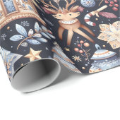 Scandinavische kerst volkskunst cadeaupapier (Rol Hoek)